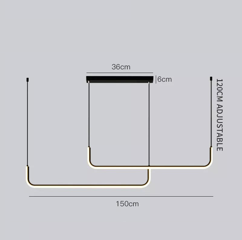 Lustre suspendu élégant en aluminium noir ou or / Design moderne minimaliste