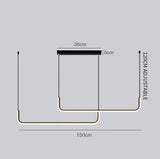 Lustre suspendu élégant en aluminium noir ou or / Design moderne minimaliste