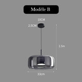 Suspension LED en verre teinté et fumé