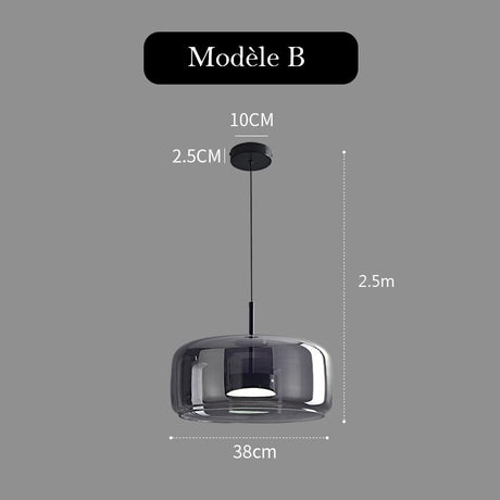 Suspension LED en verre teinté et fumé