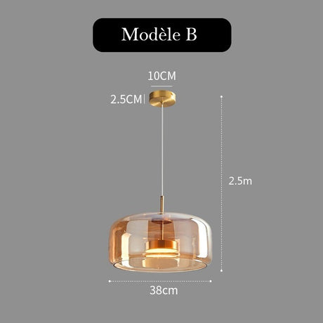 Suspension LED en verre teinté et fumé