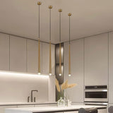 Suspension / Lustre pendant de chevet en aluminium noir et or au design minimaliste et moderne en forme de tube métal