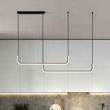 Lustre suspendu élégant en aluminium noir ou or / Design moderne minimaliste