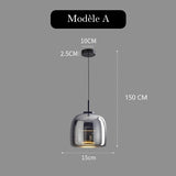 Suspension LED en verre teinté et fumé