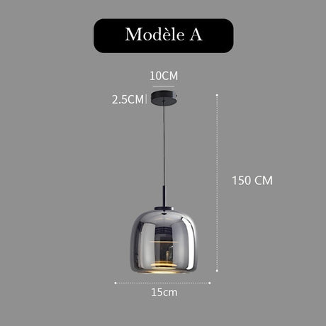 Suspension LED en verre teinté et fumé