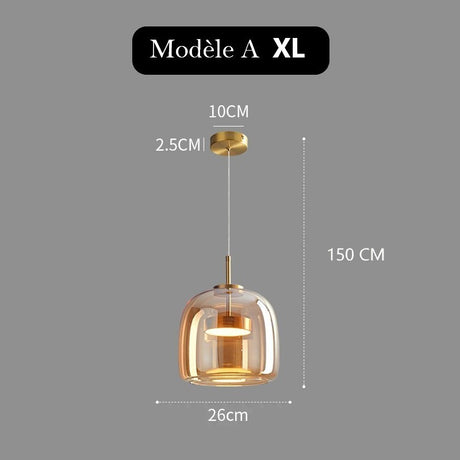 Suspension LED en verre teinté et fumé