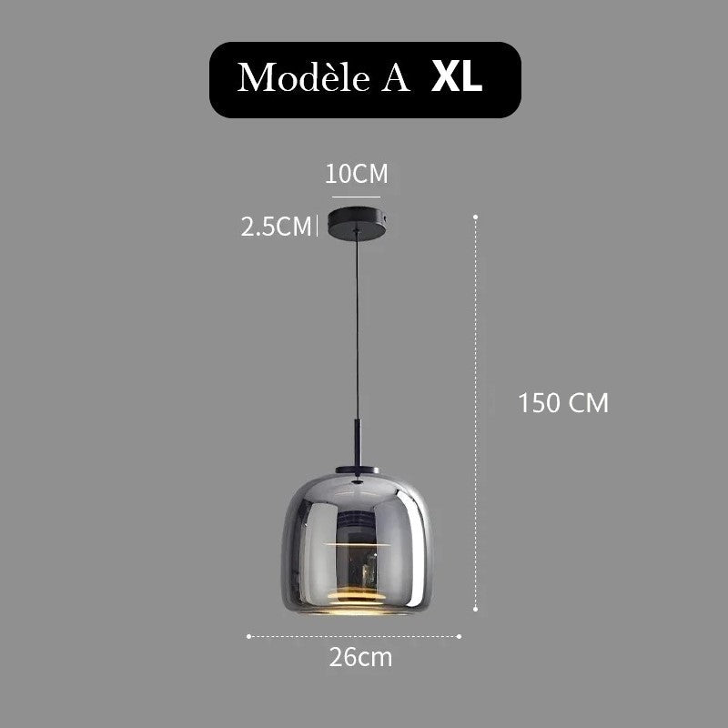 Suspension LED en verre teinté et fumé