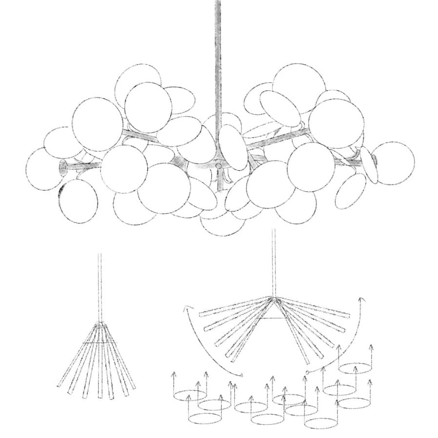 Lustre Artistique en cuivre doré - Design fleuri