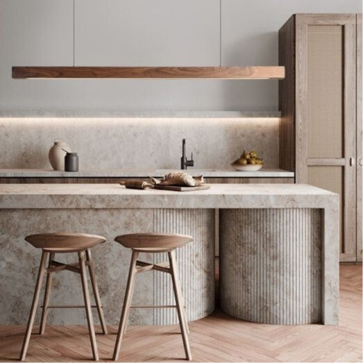 Lustre LED en bois de noyer ou sapin