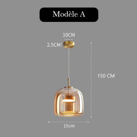Suspension LED en verre teinté et fumé