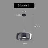 Suspension LED en verre teinté et fumé