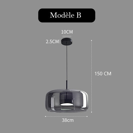 Suspension LED en verre teinté et fumé