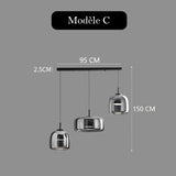 Suspension LED en verre teinté et fumé