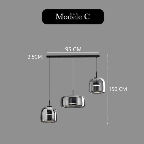 Suspension LED en verre teinté et fumé