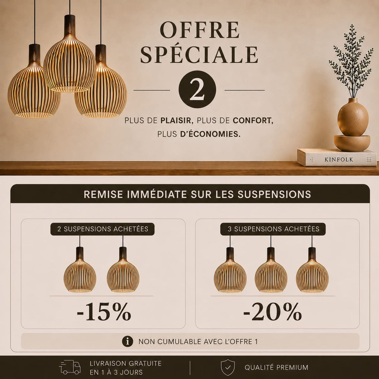 Suspension en bois scandinave |  Balinaise