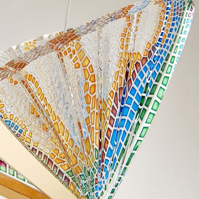 Suspension forme de papillon or et verre