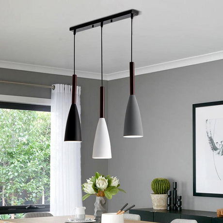 Suspension couleur aux choix en bois et aluminium au design nordique moderne en forme de bouteille