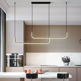 Lustre suspendu élégant en aluminium noir ou or / Design moderne minimaliste