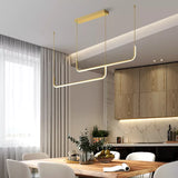 Lustre suspendu élégant en aluminium noir ou or / Design moderne minimaliste