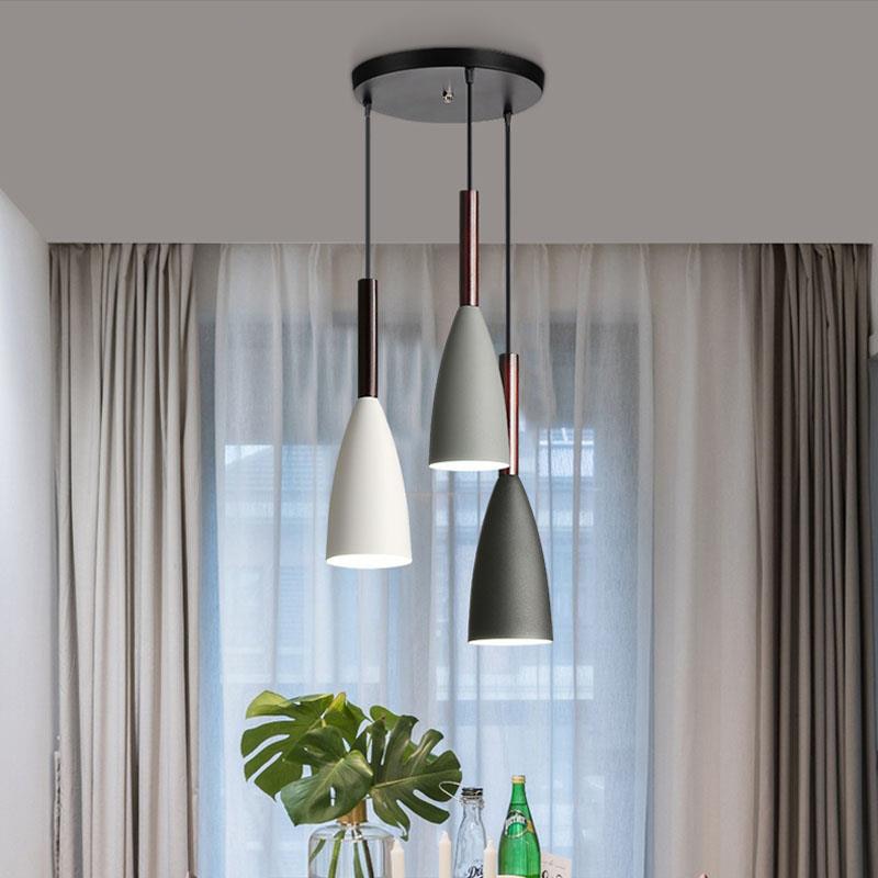 Suspension couleur aux choix en bois et aluminium au design nordique moderne en forme de bouteille