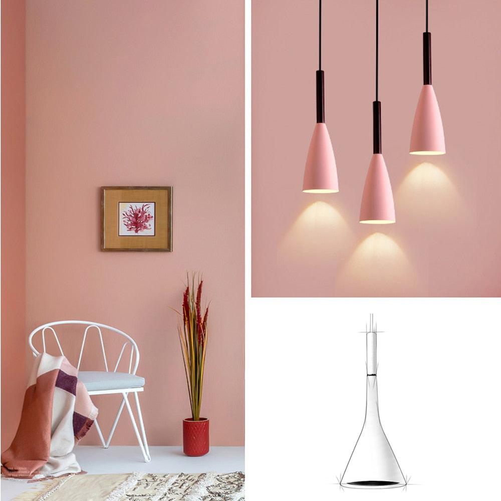 Suspension couleur aux choix en bois et aluminium au design nordique moderne en forme de bouteille