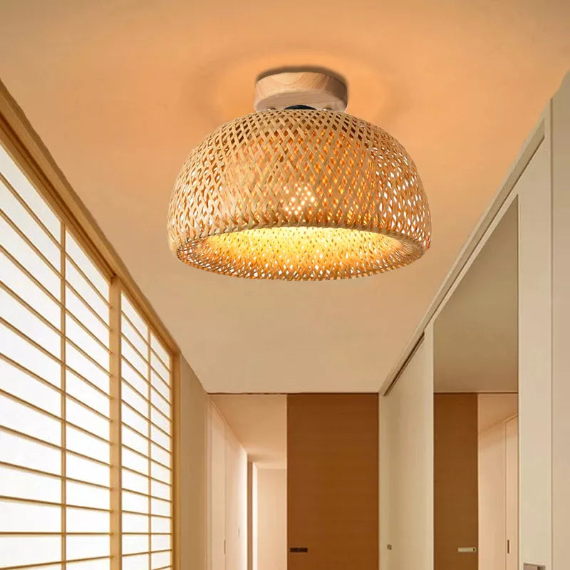 Plafonnier/ Suspension en bambou naturel au design minimaliste et moderne