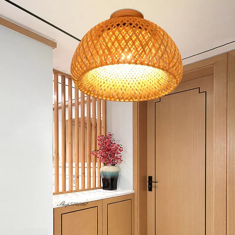 Plafonnier/ Suspension en bambou naturel au design minimaliste et moderne