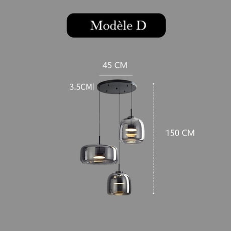 Suspension LED en verre teinté et fumé