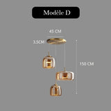 Suspension LED en verre teinté et fumé