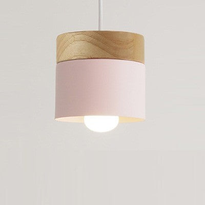 Lustre suspension bois et métal coloré style nordique