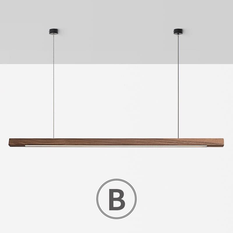 Suspension LED style bois de noyer ou de sapin | Design rectiligne & minimaliste