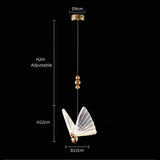 Suspension forme de papillon or et verre