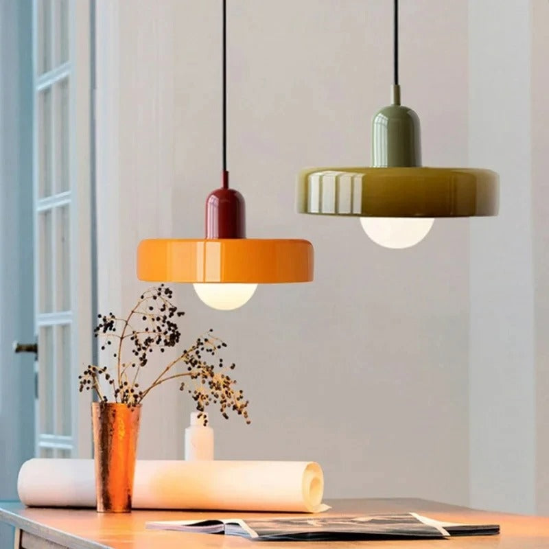 Suspension rétro verre teinté | Style vintage