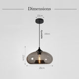Suspension en verre teinté ovale