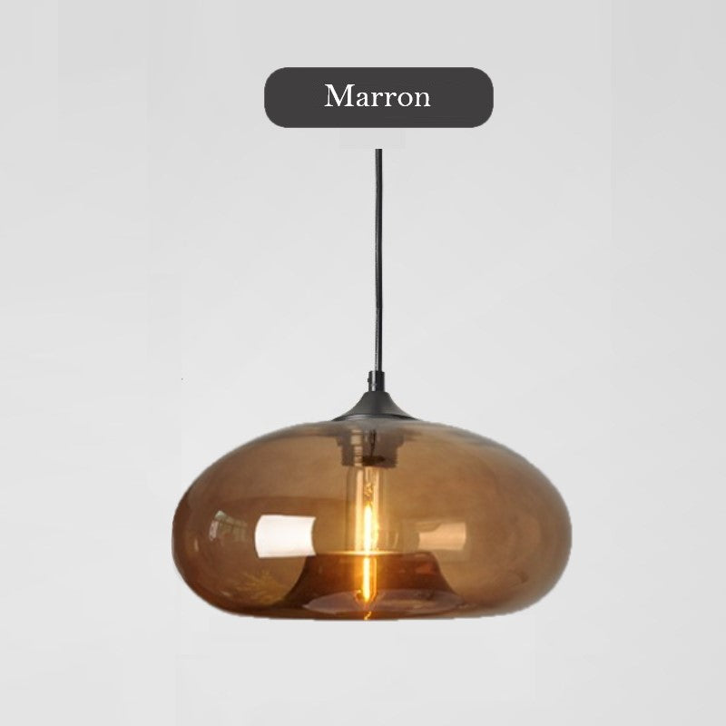 Suspension en verre teinté ovale