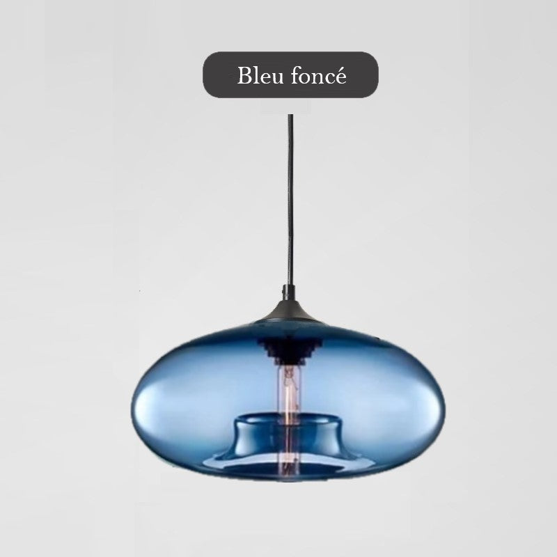 Suspension en verre teinté ovale