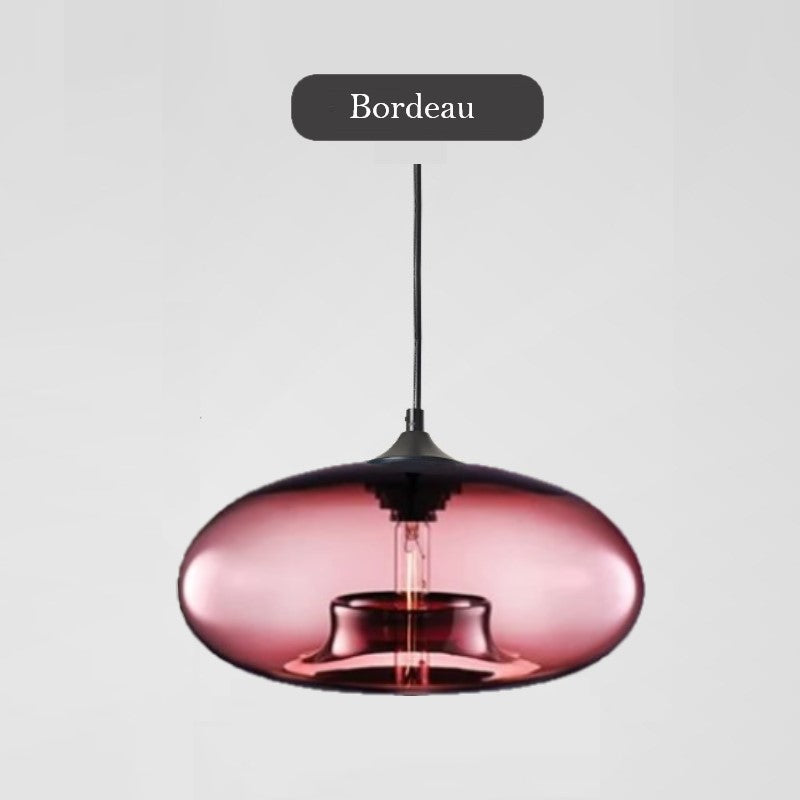 Suspension en verre teinté ovale