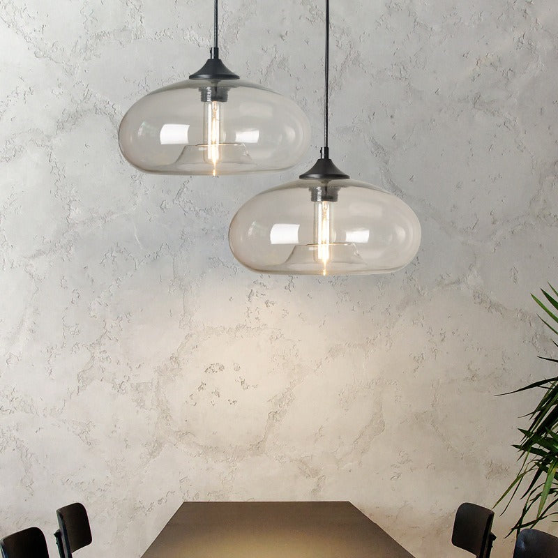 Suspension en verre teinté ovale