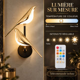 LED-Wandleuchte | Goldene Vögel