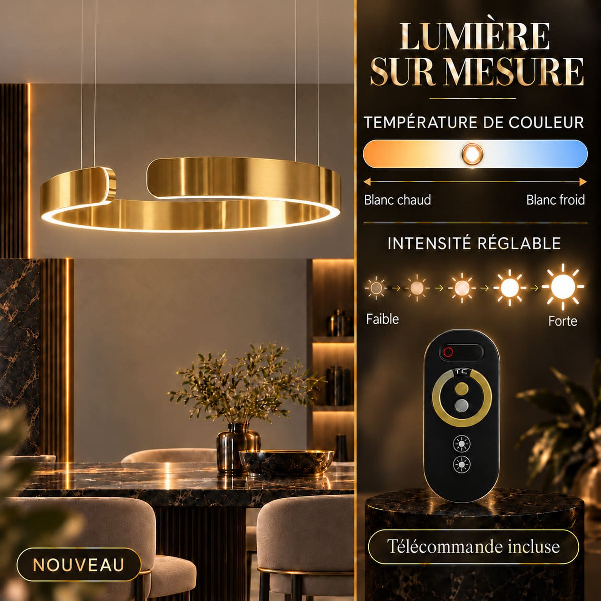 Suspension LED Dimmable | Anneau Luxueux