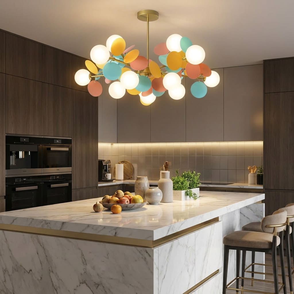 Lustre Artistique en cuivre doré - Design fleuri