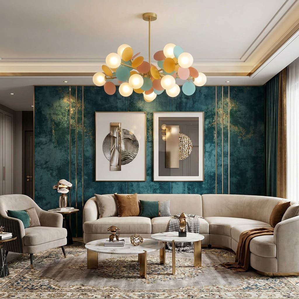 Lustre Artistique en cuivre doré - Design fleuri