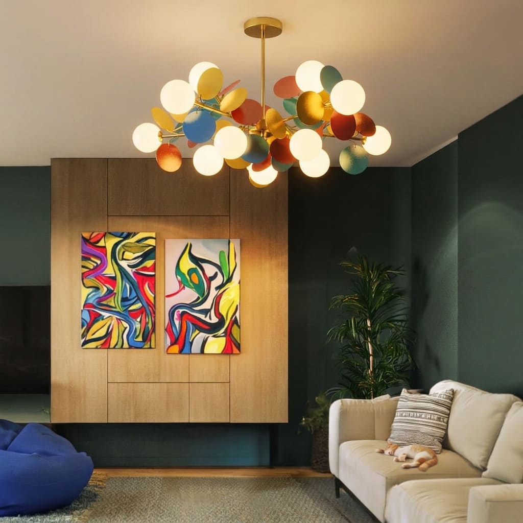 Lustre Artistique en cuivre doré - Design fleuri