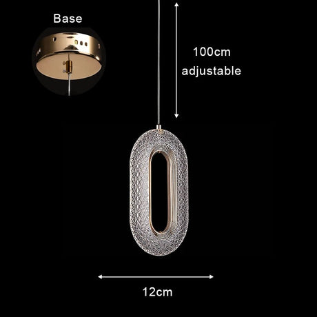 Suspension cercle doré et verre ondulé