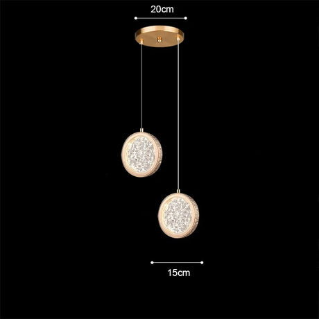 Suspension cercle doré et verre ondulé