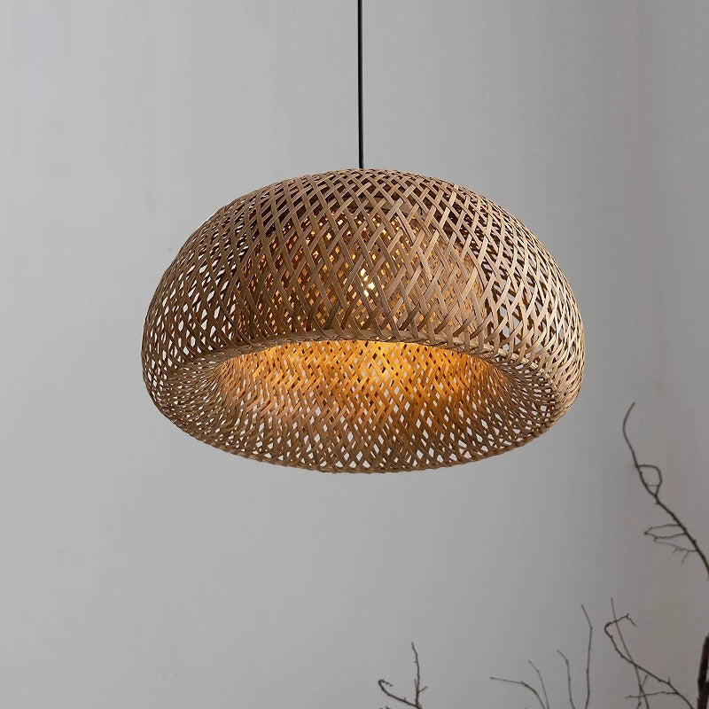 Plafonnier/ Suspension en bambou naturel au design minimaliste et moderne