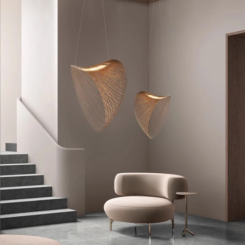 Suspension bois design | Style wabi sabi