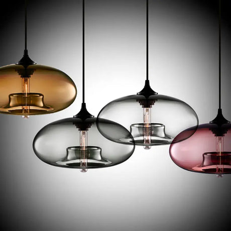 Suspension En Verre Teinté Ovale