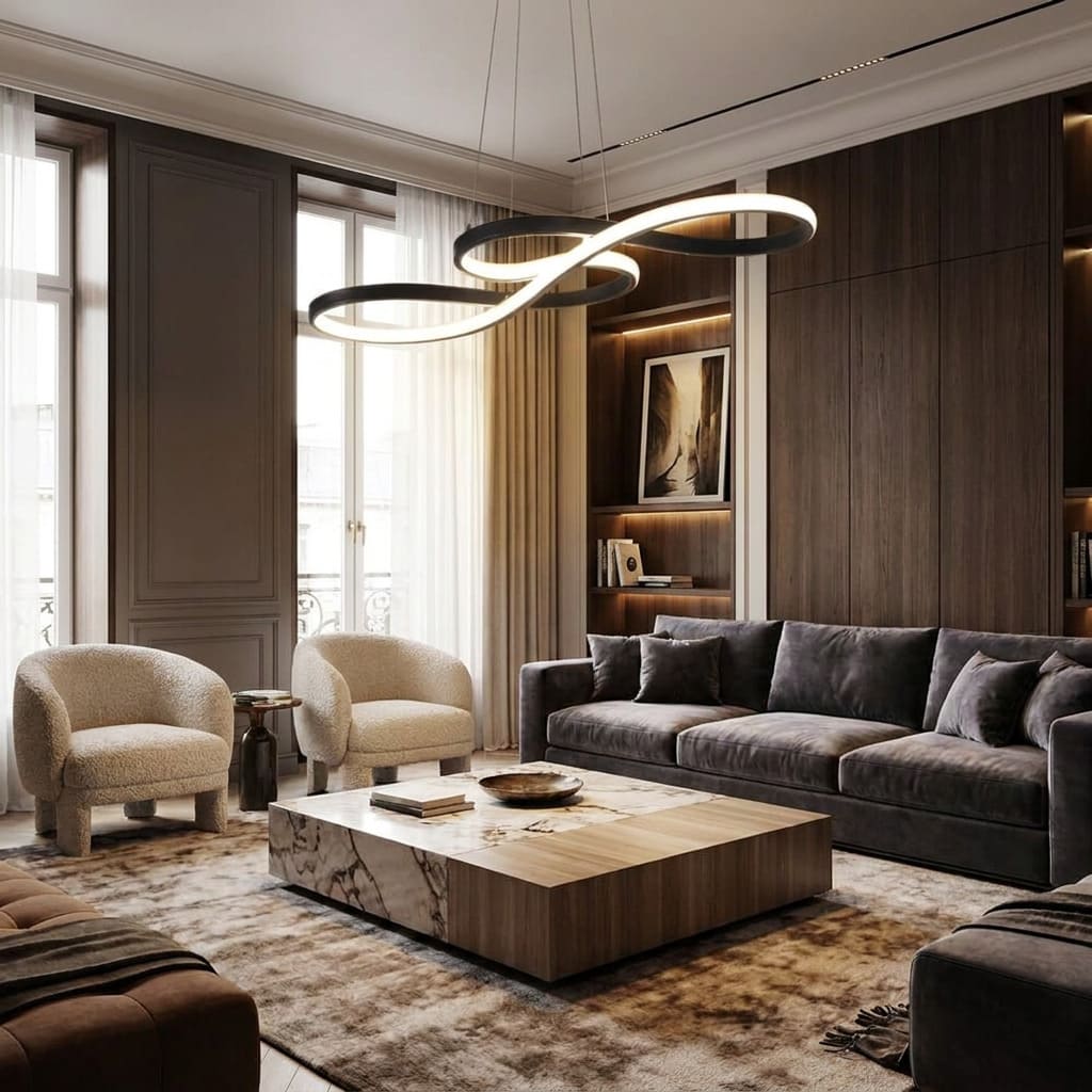 Suspension LED élégante en aluminium | Clef de sol