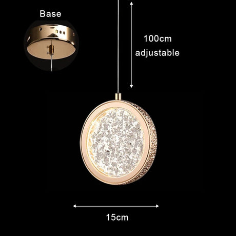Suspension cercle doré et verre ondulé